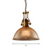 Edison’s Industrial Embrace: Brass Bowl Pendant Lamp With Ribbed Glass