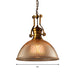 Edison’s Industrial Embrace: Brass Bowl Pendant Lamp With Ribbed Glass