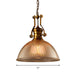 Edison’s Industrial Embrace: Brass Bowl Pendant Lamp With Ribbed Glass