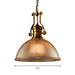 Edison’s Industrial Embrace: Brass Bowl Pendant Lamp With Ribbed Glass