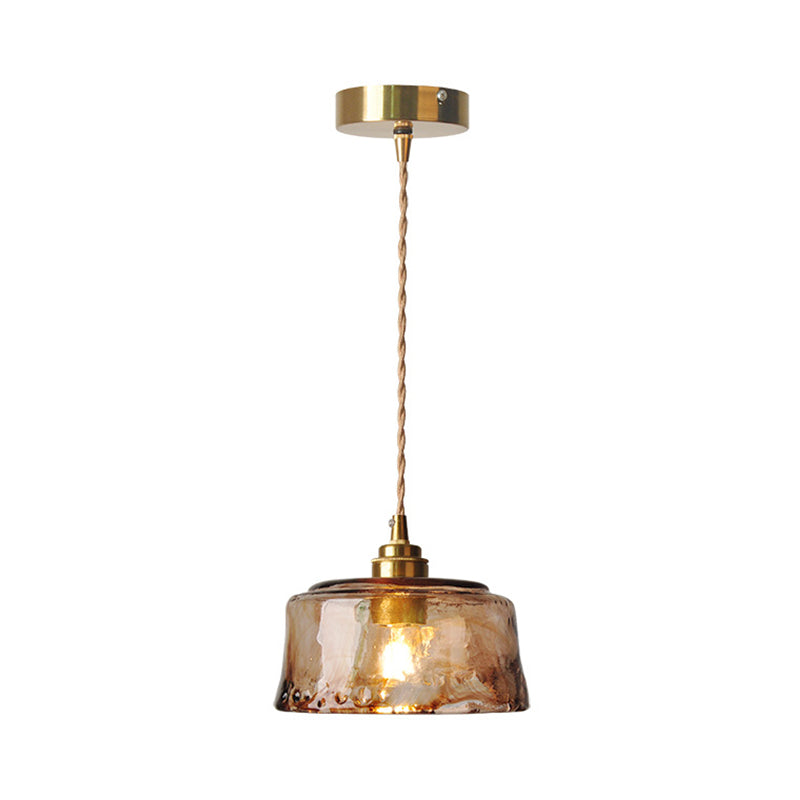 Margaux’s Rustic Dining Room Pendant Lamp - Amber Alabaster Glass In Brass Finish Pendant Light