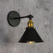 Alice - Industrial Black And Brass Flared Sconce Wall Lamp