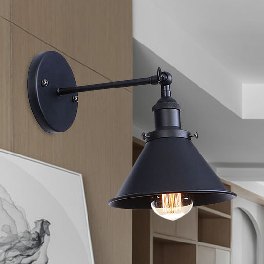 Alice - Industrial Black And Brass Flared Sconce Wall Lamp