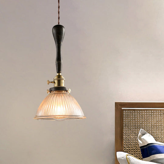 Evelyn - Modern Industrial Pendant Light With Ribbed Glass Shade Clear