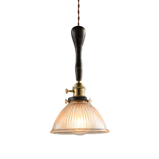 Evelyn - Modern Industrial Pendant Light With Ribbed Glass Shade