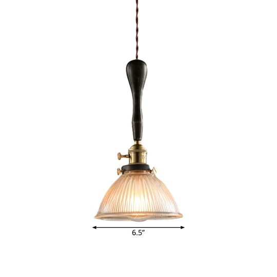 Evelyn - Modern Industrial Pendant Light With Ribbed Glass Shade