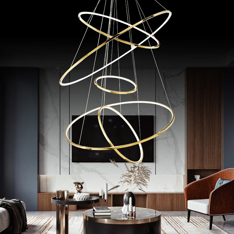 Embrace Modern Elegance With The Extra - Slim Gold Led Pendant Chandelier Lights