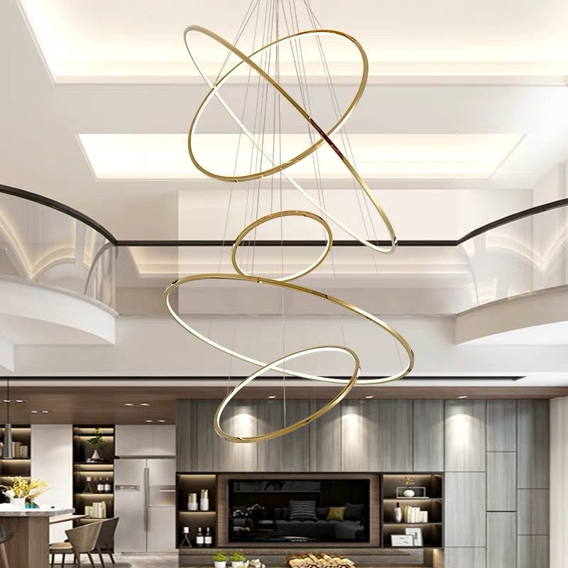 Embrace Modern Elegance With The Extra - Slim Gold Led Pendant Chandelier Lights