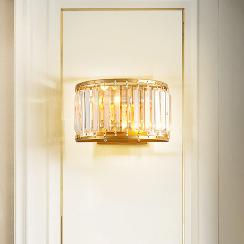 Payton Elegance Meets Prismatic Brilliance: The Gold Wall Lamp With Crystal Shade / A