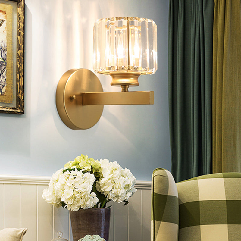 Payton Elegance Meets Prismatic Brilliance: The Gold Wall Lamp With Crystal Shade / B