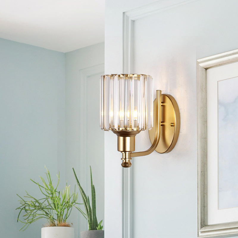 Payton Elegance Meets Prismatic Brilliance: The Gold Wall Lamp With Crystal Shade / C