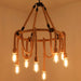 Embrace Exposed Bulb Elegance: The Antiqued Beige Hemp Rope Chandelier 8 / Pendant Lighting