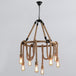 Embrace Exposed Bulb Elegance: The Antiqued Beige Hemp Rope Chandelier Pendant Lighting