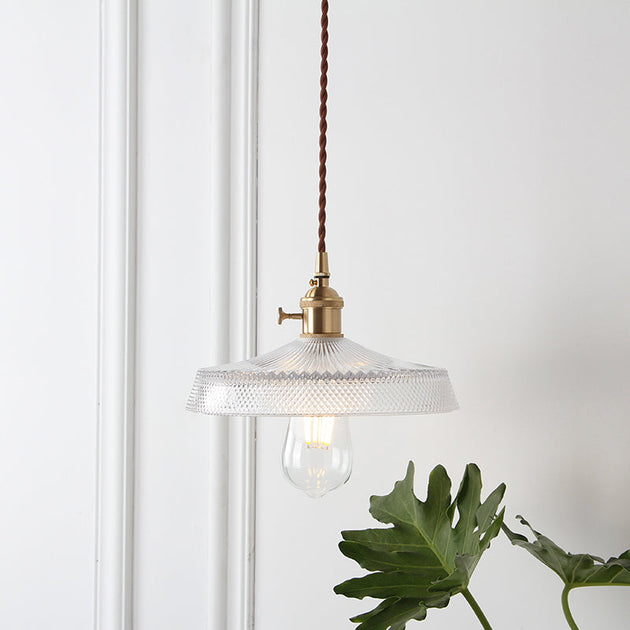 Geometric Elegance Meets Farmhouse Charm: The Geometry Clear Lattice Glass Pendant Light Brass / A