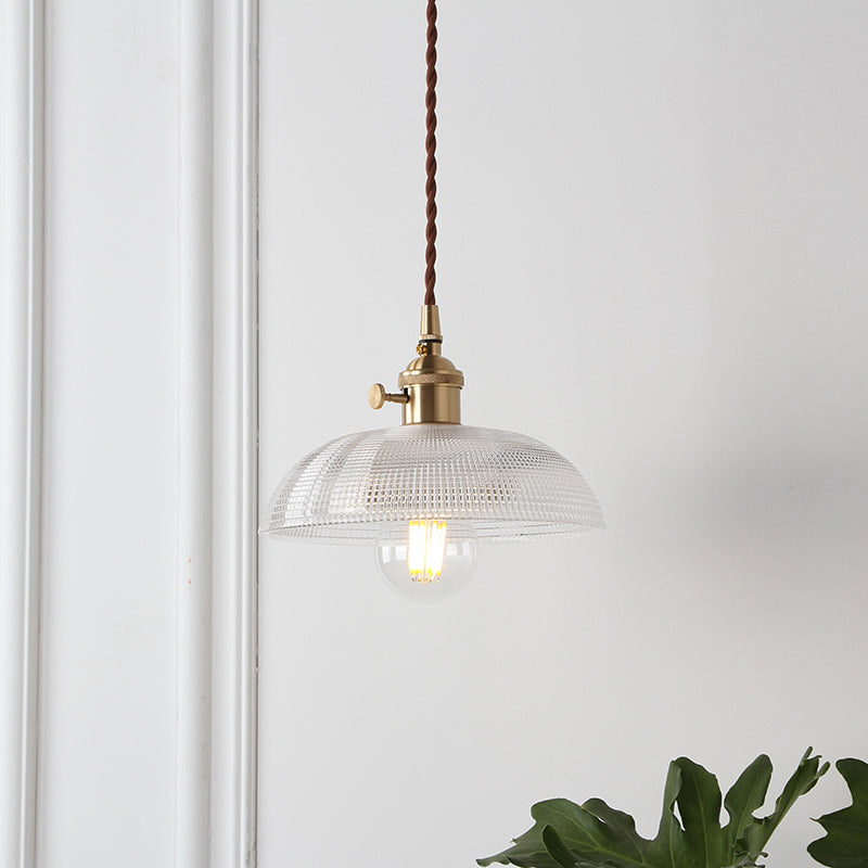 Geometric Elegance Meets Farmhouse Charm: The Geometry Clear Lattice Glass Pendant Light Brass / B