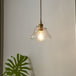 Modern Farmhouse Brass Scalloped 1 - Light Suspension Lamp With Water Glass: Hanging Light