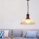 Hélène’s Clear Ribbed Glass Dome Pendant Light - Industrial Bronze Black Hanging For Living