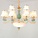 Modern Frosted Glass & White Ceramics Chandelier Light – Flared Suspension Lighting For Living