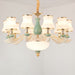 Modern Frosted Glass & White Ceramics Chandelier Light – Flared Suspension Lighting For Living Room