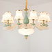 Modern Frosted Glass & White Ceramics Chandelier Light – Flared Suspension Lighting For Living Room