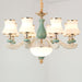 Modern Frosted Glass & White Ceramics Chandelier Light – Flared Suspension Lighting For Living Room