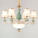 Modern Frosted Glass & White Ceramics Chandelier Light – Flared Suspension Lighting For Living Room