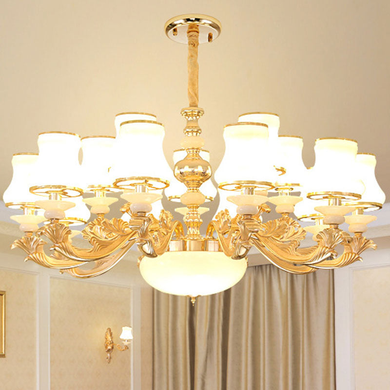 Modern Elegance Meets Versatility: The Curved Arm Metal Chandelier 18 / White