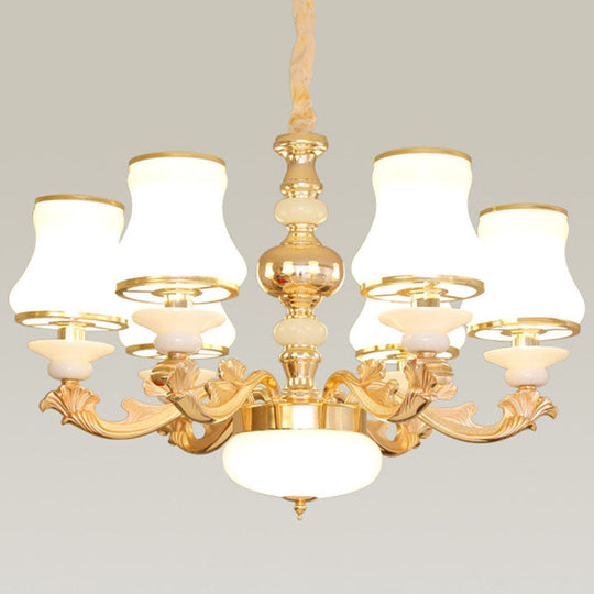 Modern Elegance Meets Versatility: The Curved Arm Metal Chandelier 6 / White