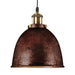 Antique Style Dome Pendant Lamp 1 Light Wrought Iron Hanging Fixture With Cord In Black/Rust