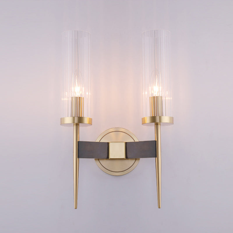 Angelina Elegance Meets Warm Illumination: The Gold Fluted Glass Wall Light 2 / Brass Wall Lamp