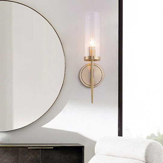 Angelina Elegance Meets Warm Illumination: The Gold Fluted Glass Wall Light Wall Lamp