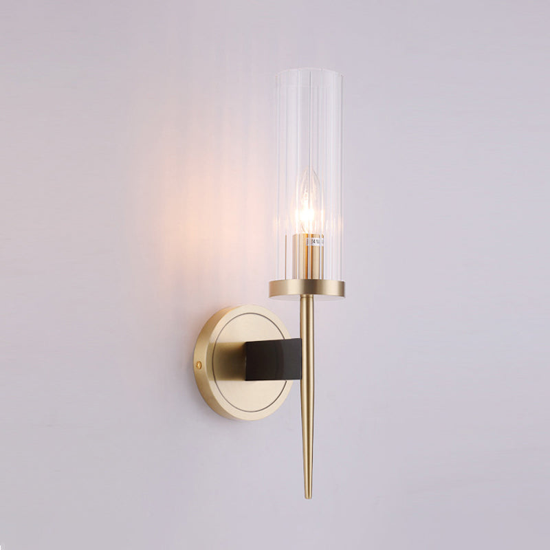 Angelina Elegance Meets Warm Illumination: The Gold Fluted Glass Wall Light Wall Lamp