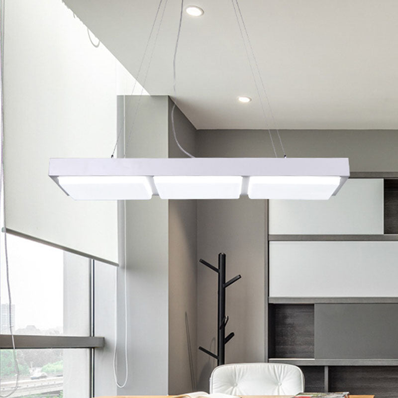 Anaïs’s Minimalist Led Pendant Light - Sleek Acrylic Rectangle For Office And Dining White Lights