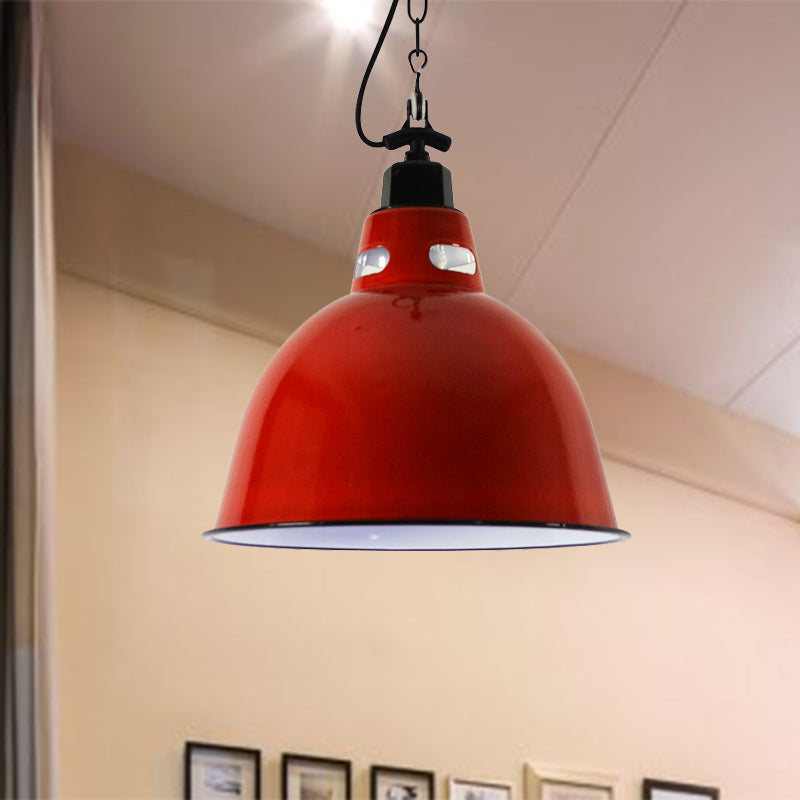 Industrial Brilliance: The Red Dome Shade Pendant Lamp