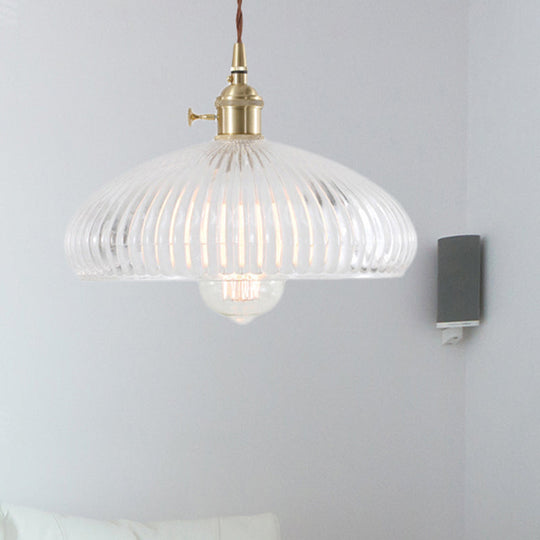 Natalie Vintage Clear Glass Pendant Lamp Brass / Dome