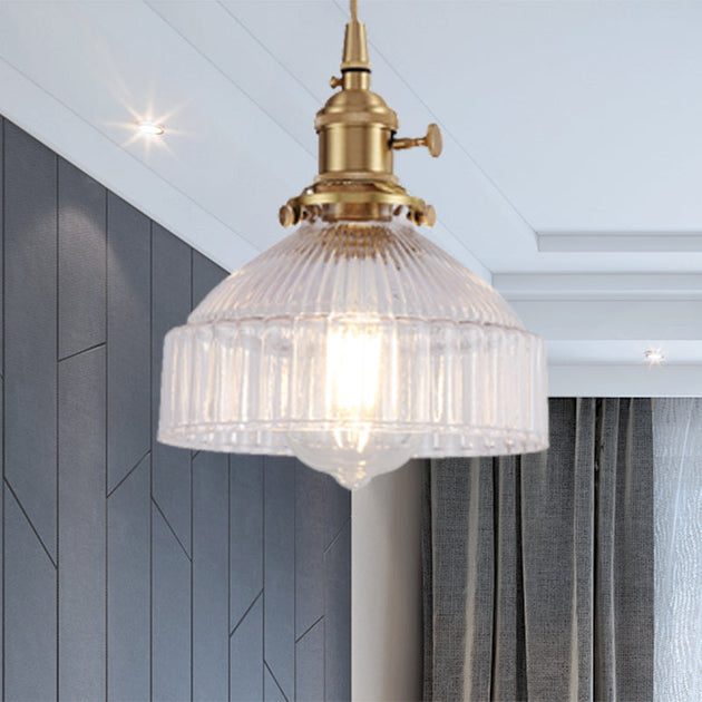 Ariana - Modern Industrial Pendant Light With Clear Glass Bowl (1 - Light Brass) Brass Lighting