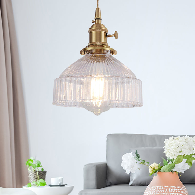 Ariana - Modern Industrial Pendant Light With Clear Glass Bowl (1 - Light Brass) Lighting