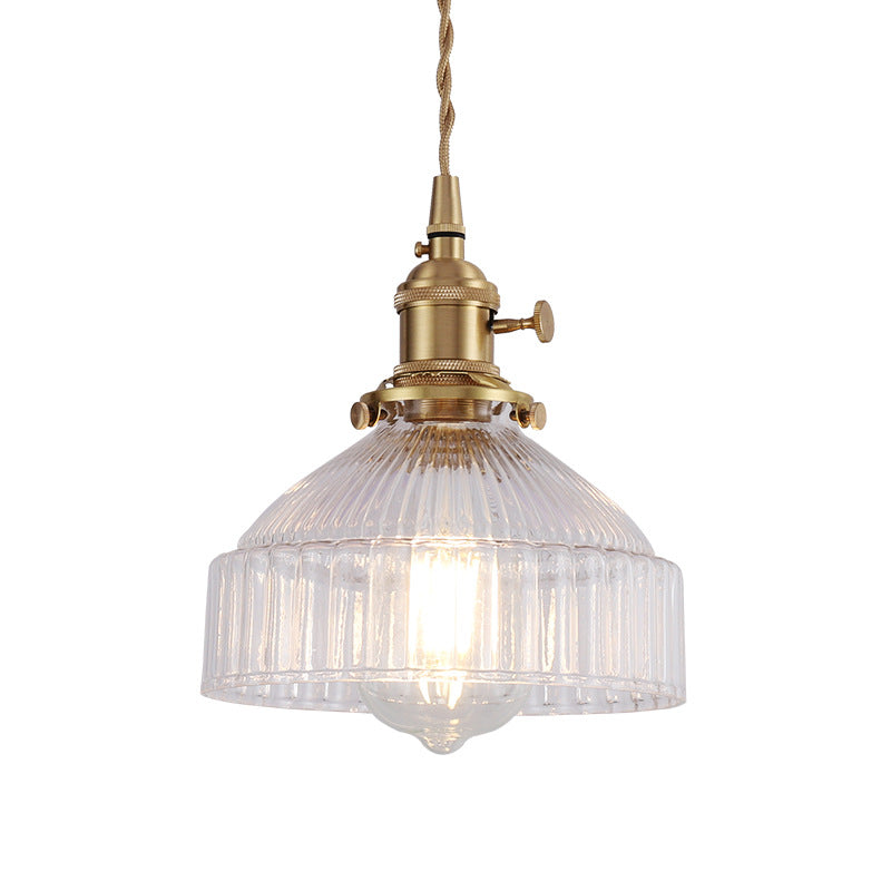 Ariana - Modern Industrial Pendant Light With Clear Glass Bowl (1 - Light Brass) Lighting