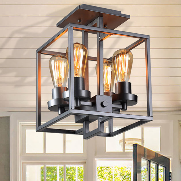 Aubrie Square Ceiling Light - Industrial Style For Modern Living Fixtures