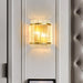 Modern Elegance Meets Warmth: Gold Ribbed Glass Wall Sconce