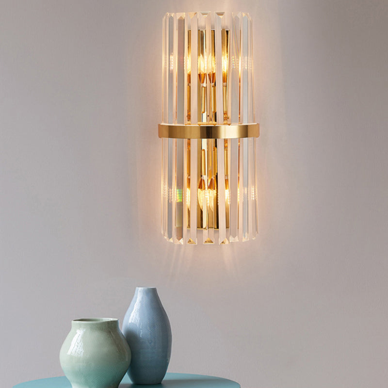 Sara: Crystal Rod Wall Sconce With Two Lights In Gold / D