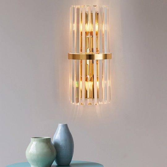 Sara: Crystal Rod Wall Sconce With Two Lights In Gold / D