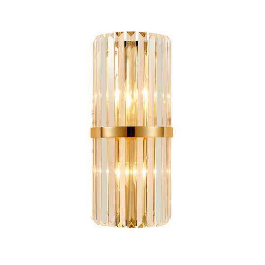 Sara: Crystal Rod Wall Sconce With Two Lights In Gold