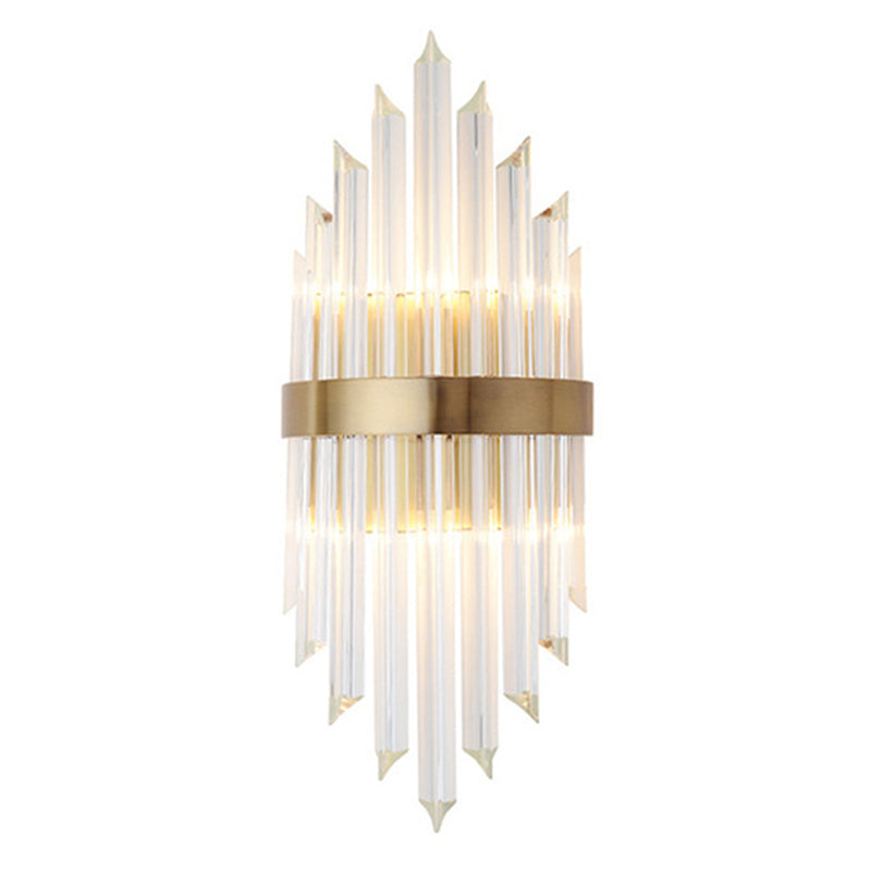 Sara: Crystal Rod Wall Sconce With Two Lights In Gold / E