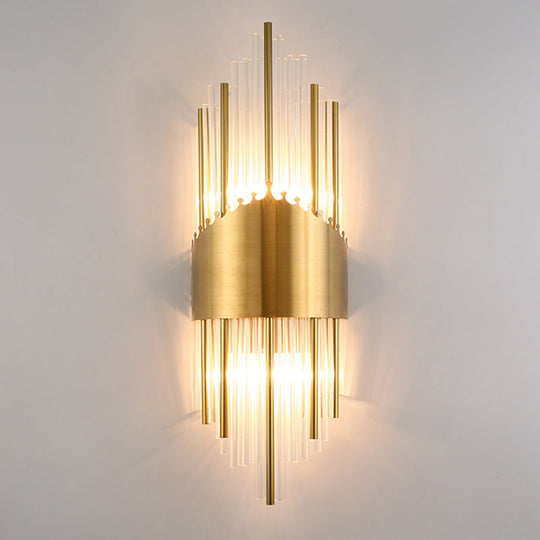 Sara: Crystal Rod Wall Sconce With Two Lights In Gold / H