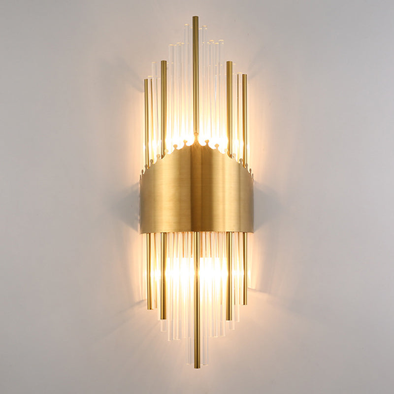 Sara: Crystal Rod Wall Sconce With Two Lights In Gold / H