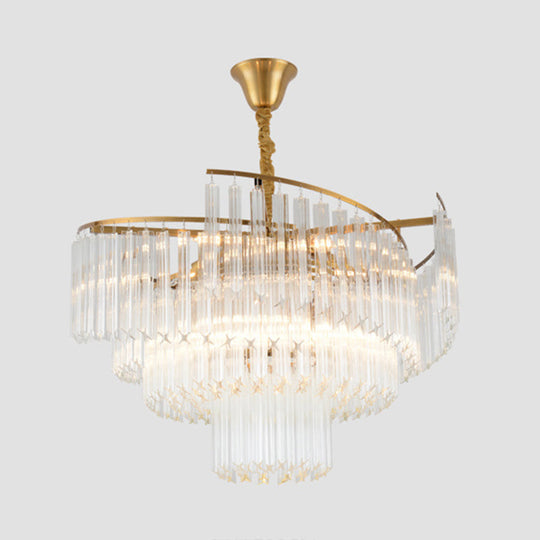 Vanessa Elegance Meets Sparkling Brilliance: The Clear Crystal Postmodern Gold Chandelier / 39.5’