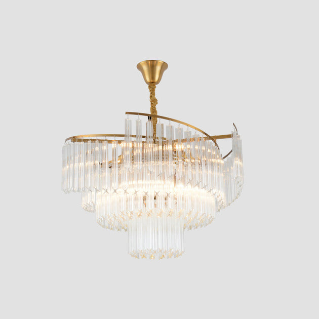 Vanessa Elegance Meets Sparkling Brilliance: The Clear Crystal Postmodern Gold Chandelier / 23.5’