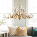 Gold Amber Crystal Branch Pendant Chandelier - Rustic Bedroom Suspension Lighting Chandelier