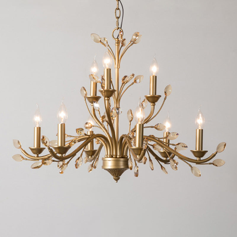 Gold Amber Crystal Branch Pendant Chandelier - Rustic Bedroom Suspension Lighting 9 / Chandelier